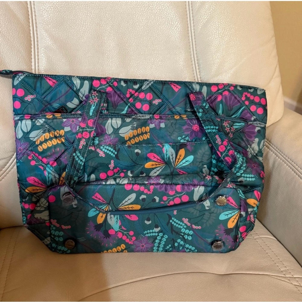 Lug SKYLINER Floral Tote Bag - Teal and Multicolor EVERMORE FLORAL